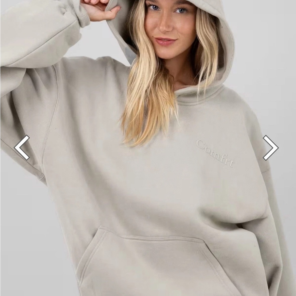 Cream Oversized Long Sleeve Hoodie